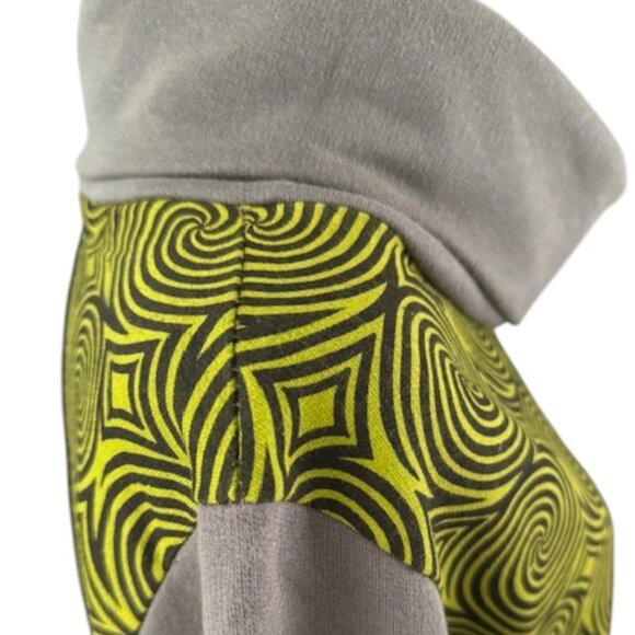 Boho Hippie Retro Trippy Green Embroidered Women's Sweatshirt Cowl Neck Lrg NWOT - Picture 8 of 15